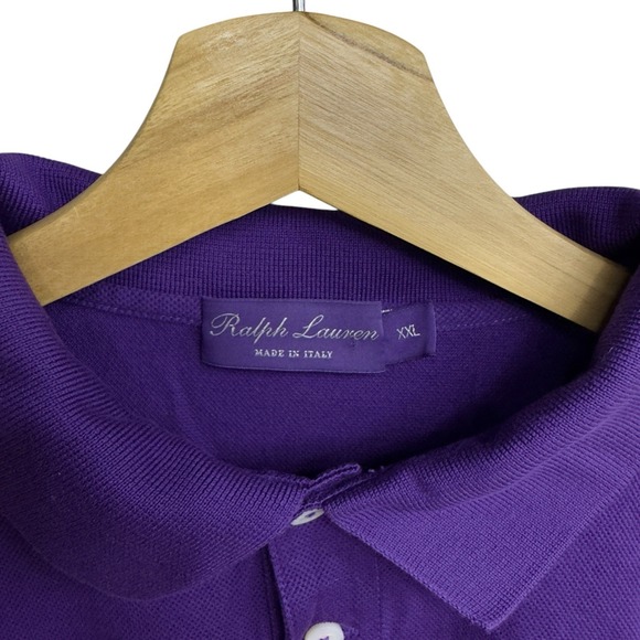Ralph Lauren Purple Label Men's Size XXL Purple Pique Cotton Standing Horse Polo - Picture 3 of 6